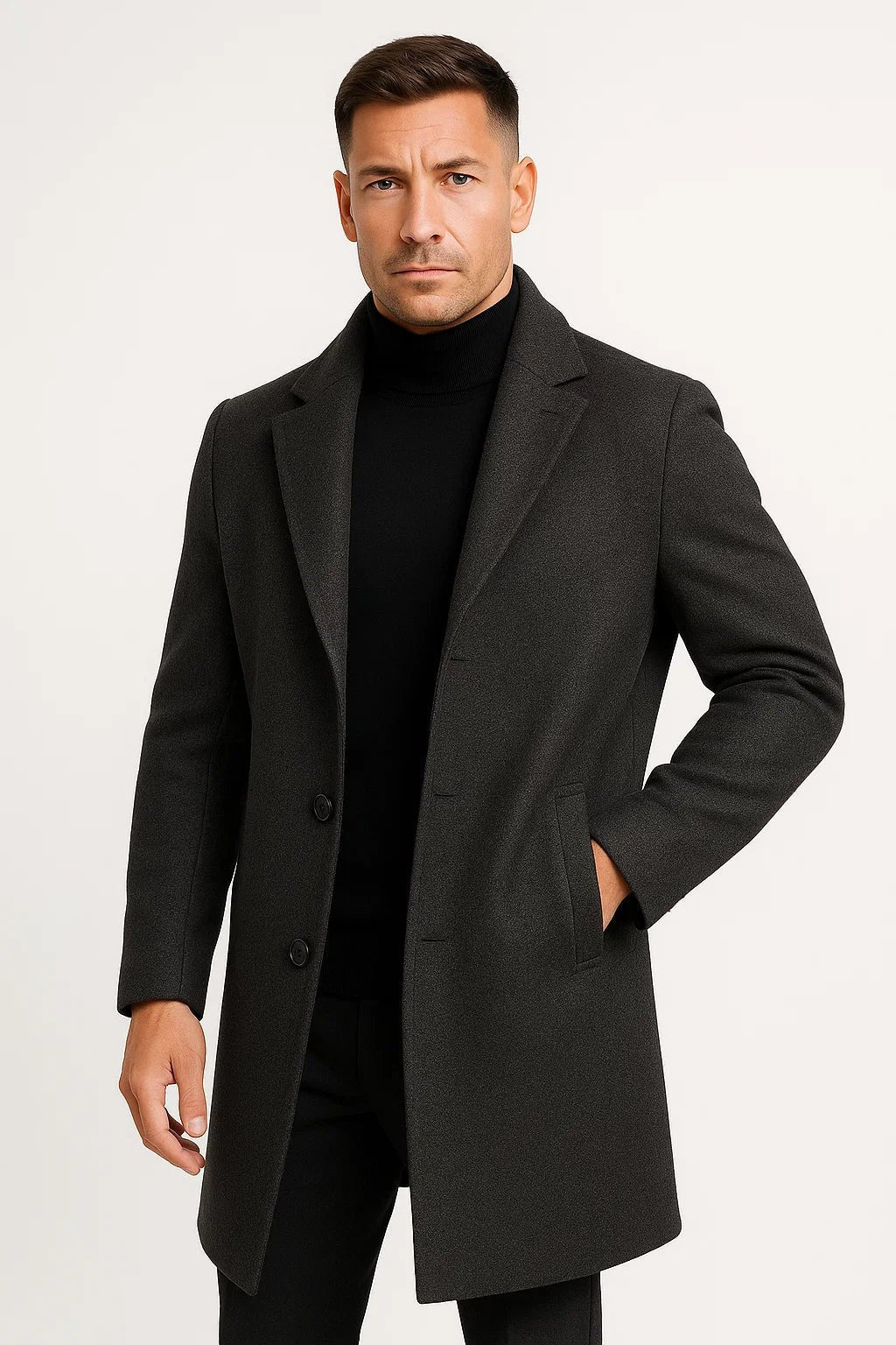 Chad | Mens Fitted Wool Blend Overcoat