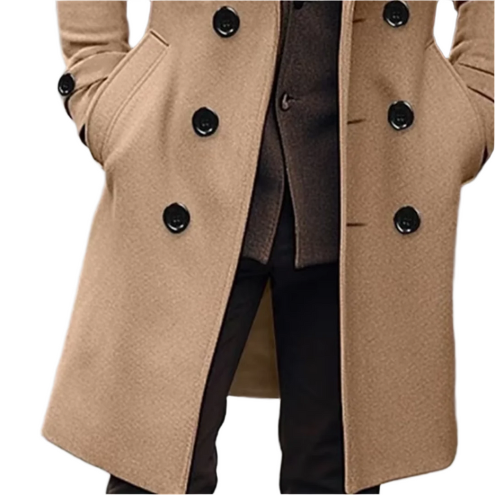 Glen | Mens Double-Breasted Wool Blend Overcoat
