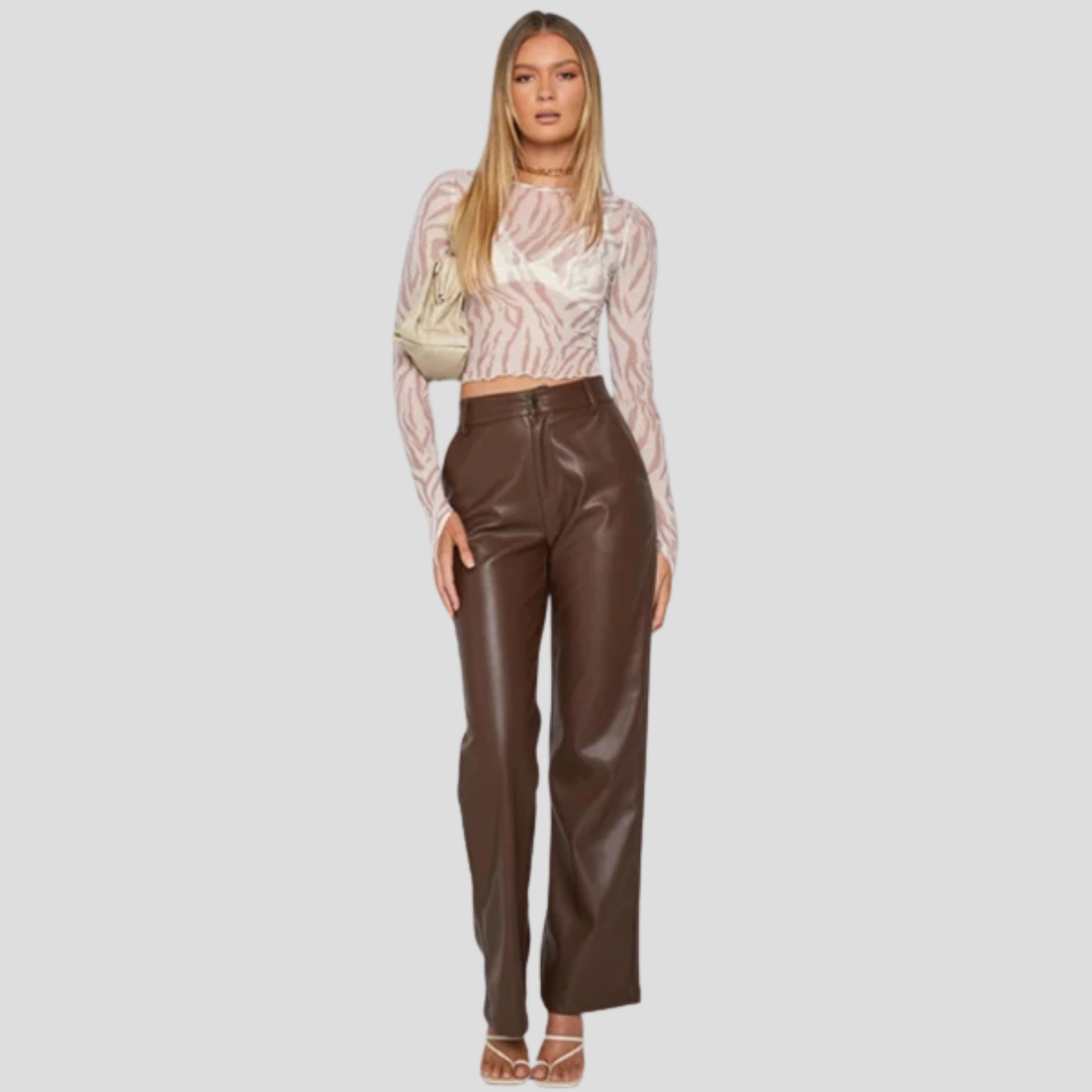 Avery | Womens Wide Leg Faux Leather Pants