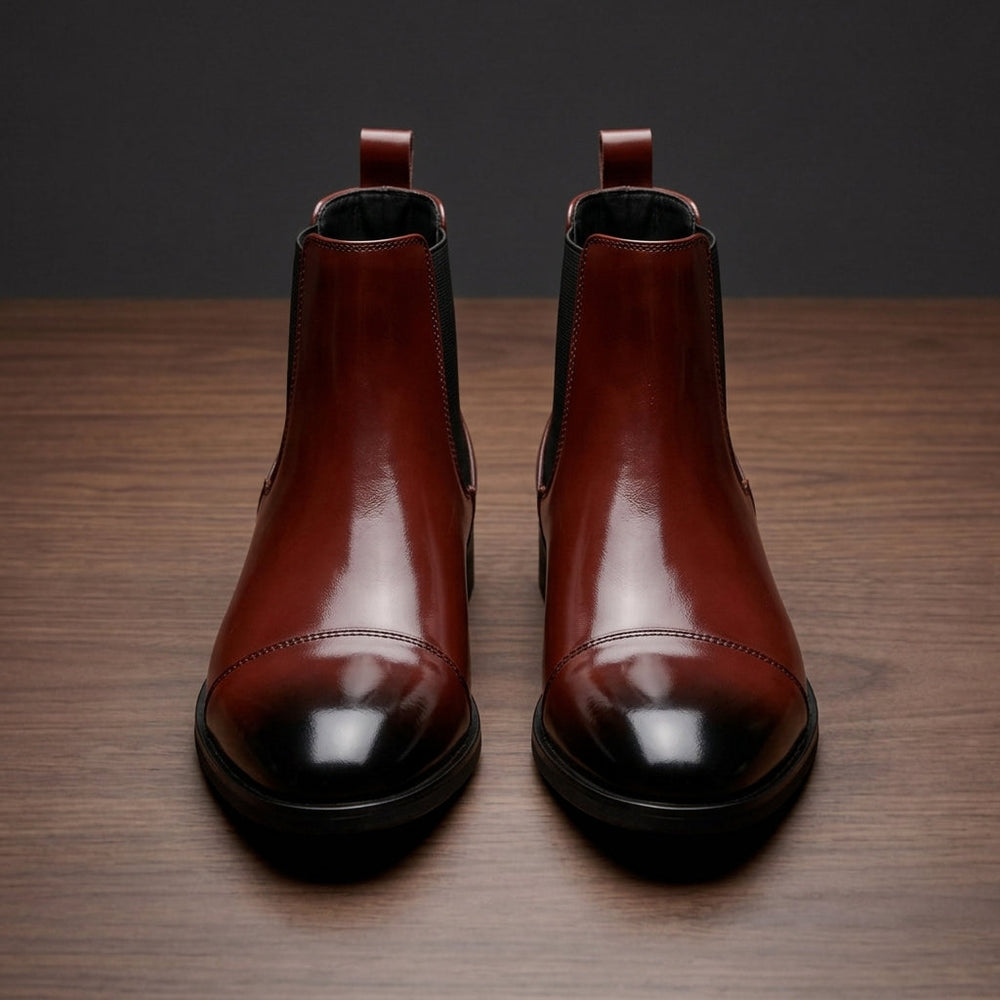 Nolan mens cap toe Chelsea boots side view