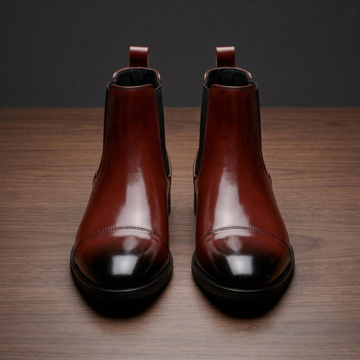 Nolan mens cap toe Chelsea boots side view