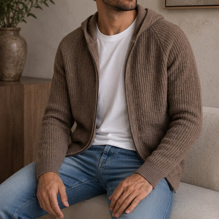 Derek | Knitted Zip Hoodie Relaxed Raglan