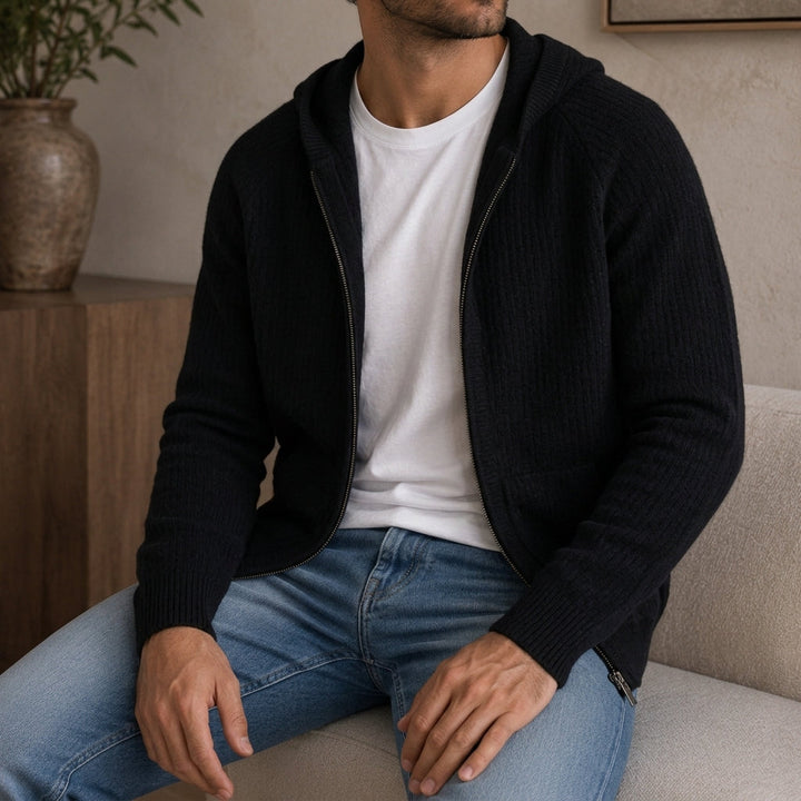 Derek | Knitted Zip Hoodie Relaxed Raglan