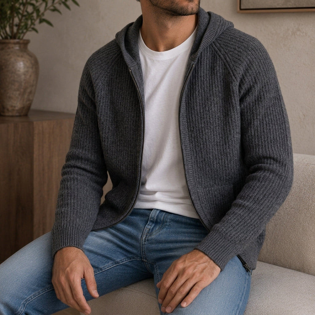 Derek | Knitted Zip Hoodie Relaxed Raglan