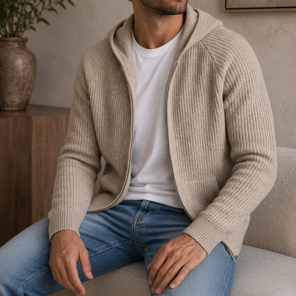 Derek mens knitted zip hoodie