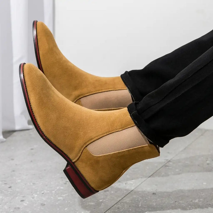 Liam mens suede Chelsea boots back view