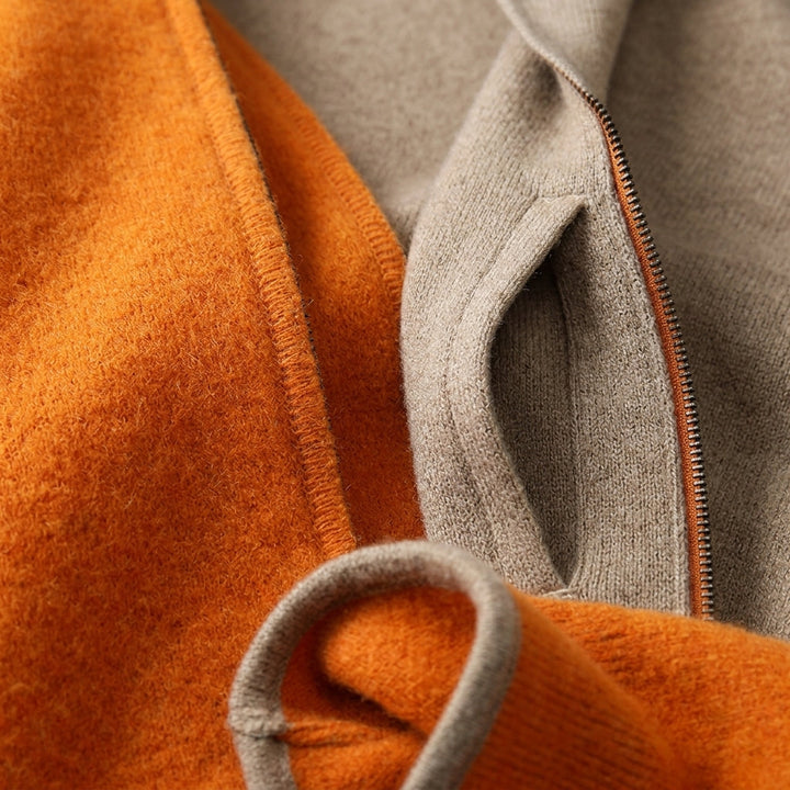 Parker | Hooded Zip Cardigan with Contrast Lining
