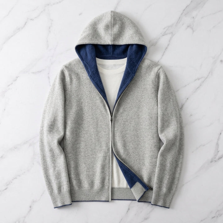 Parker | Hooded Zip Cardigan with Contrast Lining