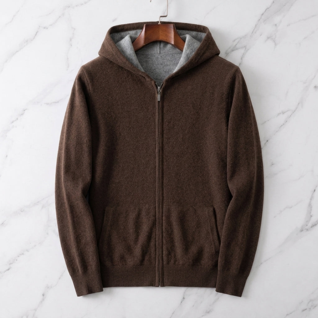 Parker | Hooded Zip Cardigan with Contrast Lining