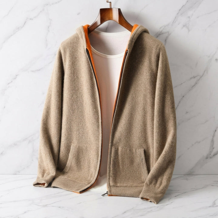 Parker | Hooded Zip Cardigan with Contrast Lining