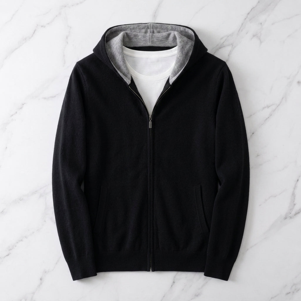Parker | Hooded Zip Cardigan with Contrast Lining