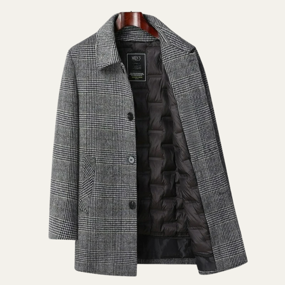 Lane | Men's Checked Wool Blend Overcoat