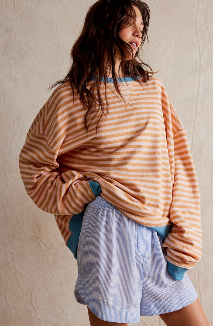 Womens oversized striped sweatshirt, view 9
