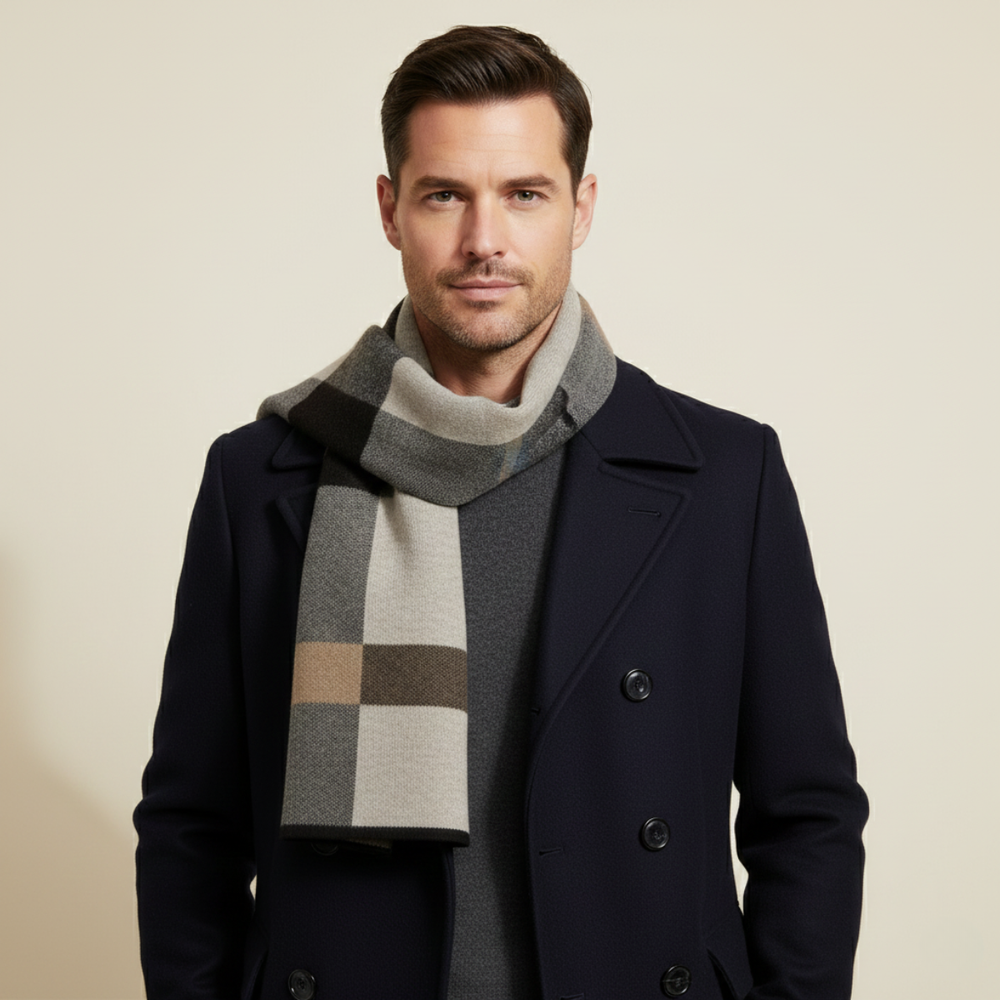 Jordan | Checked Scarf Rectangular Rolled Border