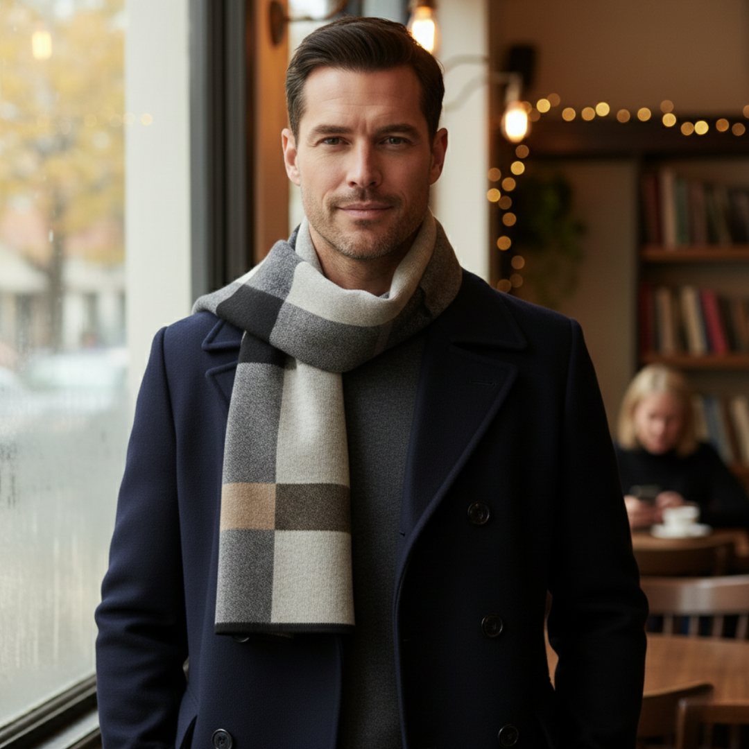 Jordan | Checked Scarf Rectangular Rolled Border