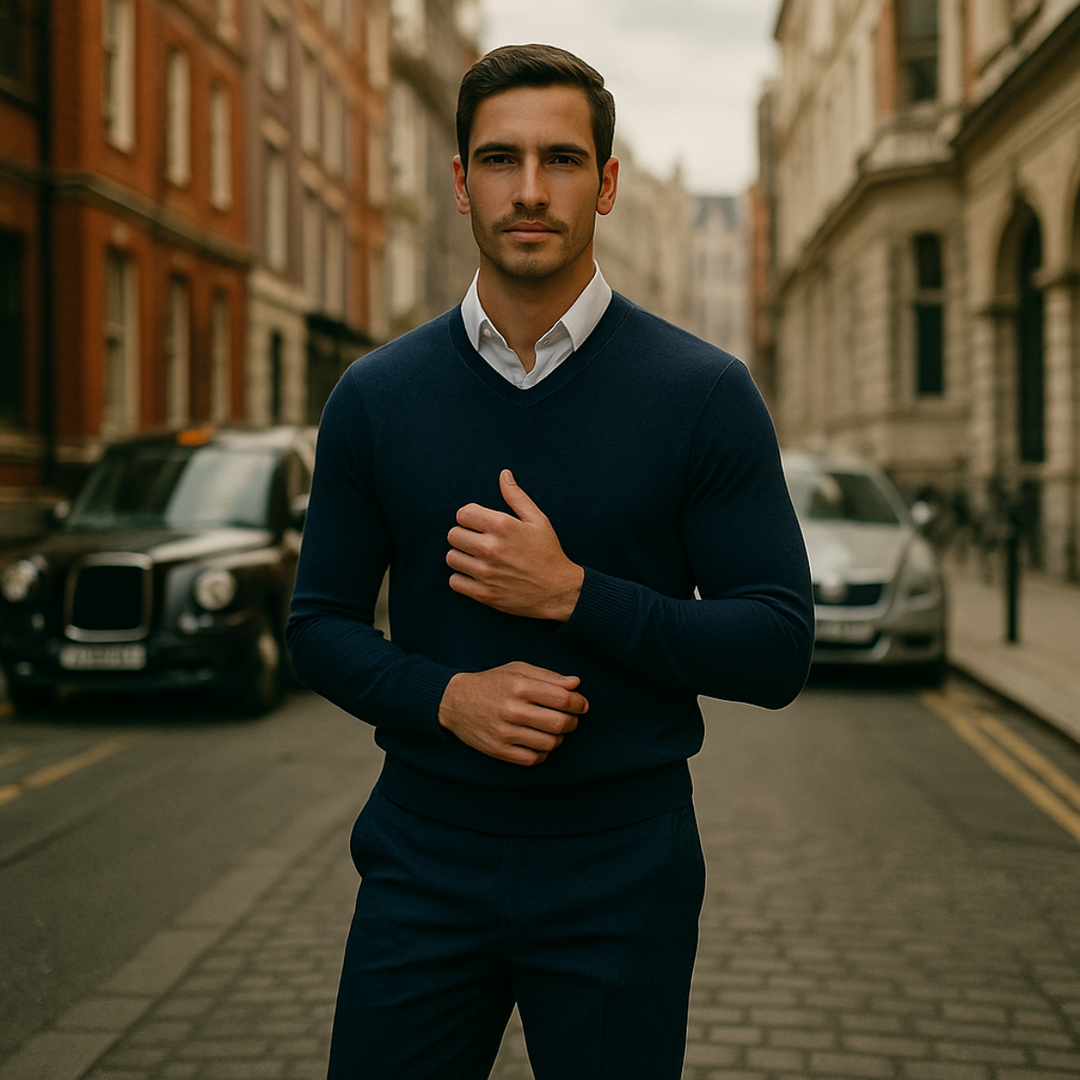 Caleb | Mens V-Neck Pullover Sweater Knit