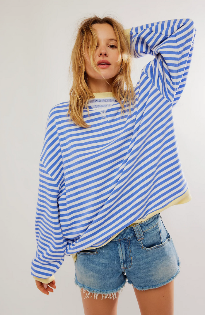 Womens oversized striped sweatshirt, view 10