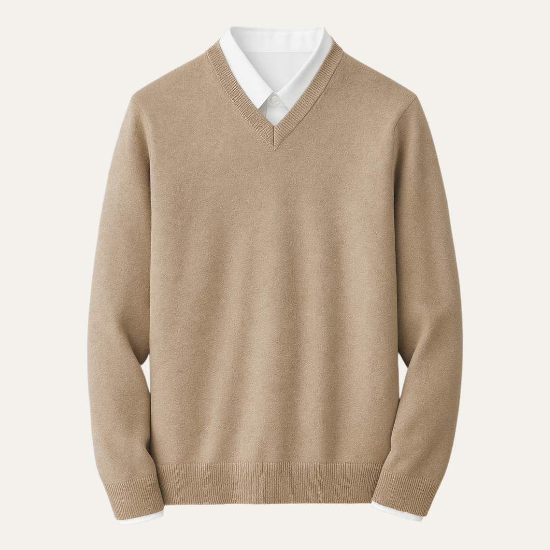 Caleb | Mens V-Neck Pullover Sweater Knit