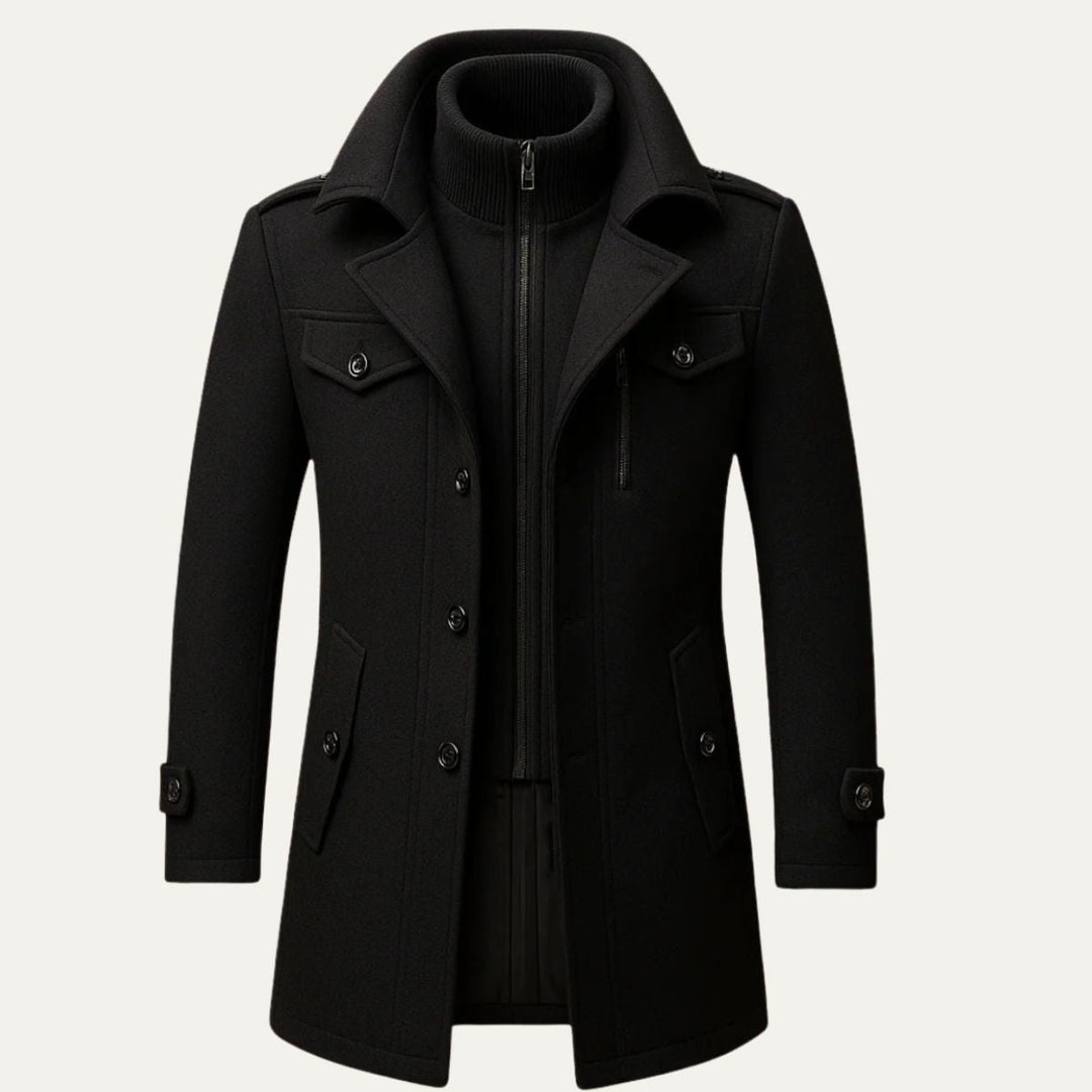 Frank | Mens Fitted Wool Blend Peacoat