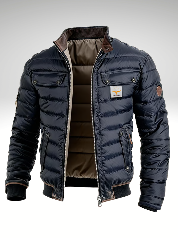 Glen | Mens Navy Quilted Nylon Puffer Jacket
