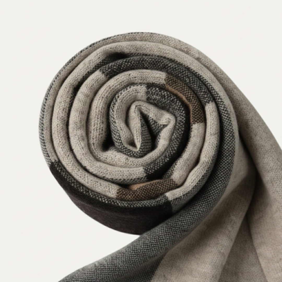 Jordan | Checked Scarf Rectangular Rolled Border