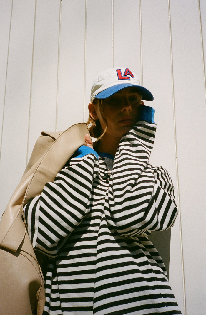 Womens oversized striped sweatshirt, view 8