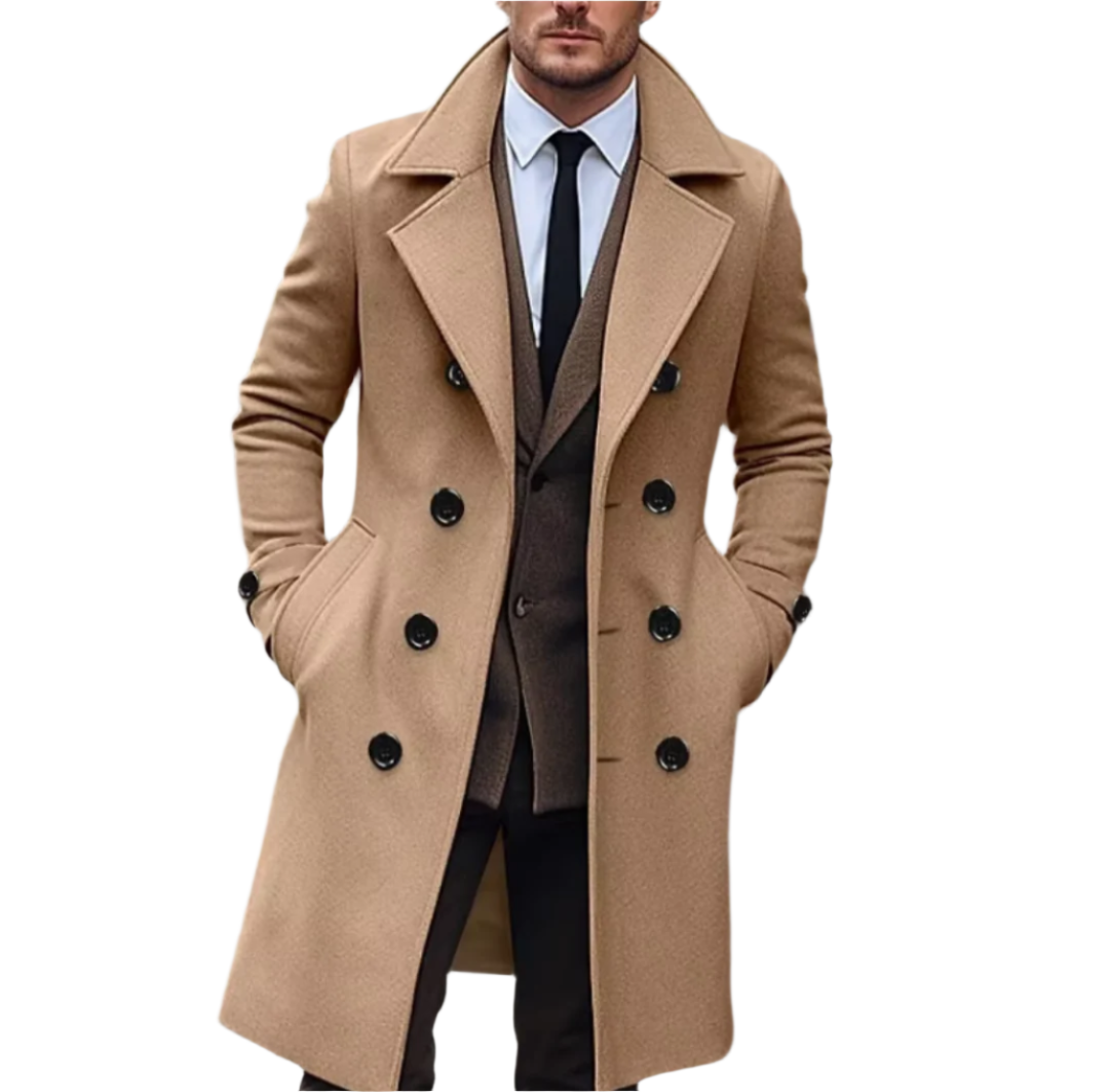 Glen | Mens Double-Breasted Wool Blend Overcoat
