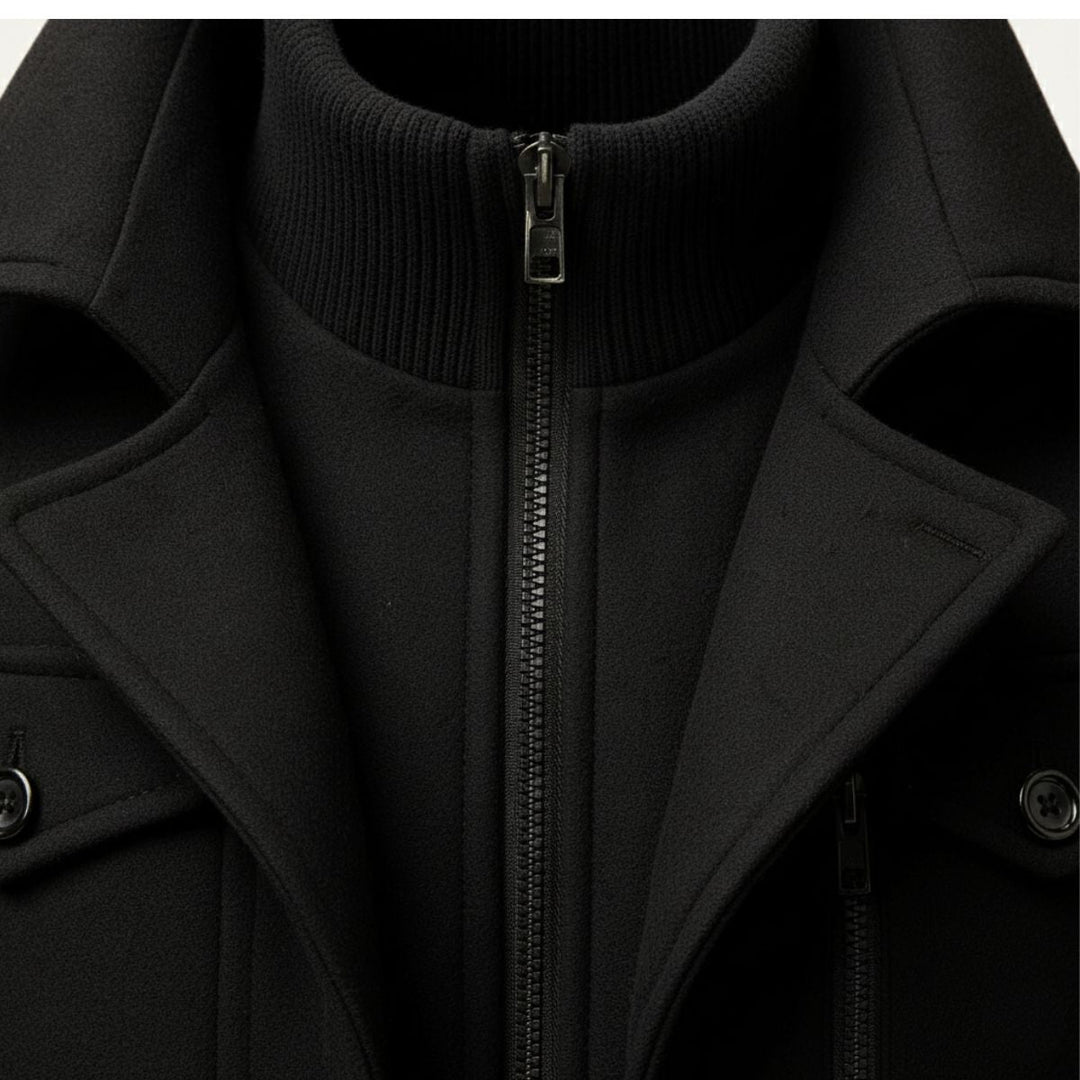 Frank mens fitted wool blend coat