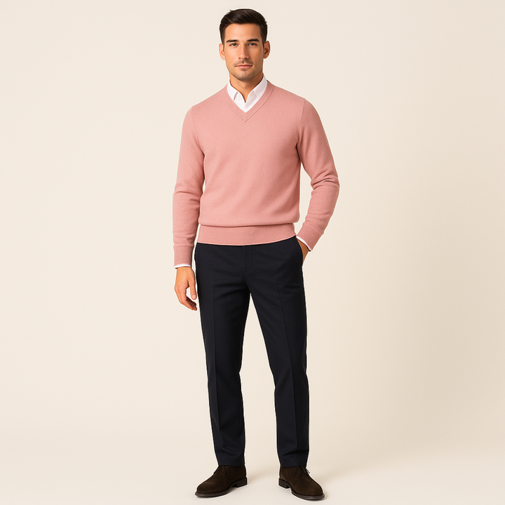 Caleb | Mens V-Neck Pullover Sweater Knit