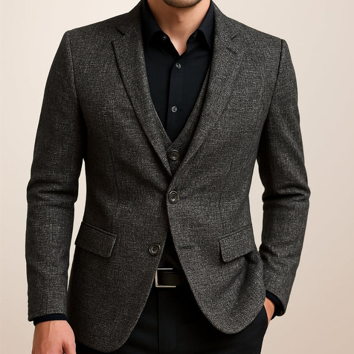 Mens slim fit textured suit blazer, view 6