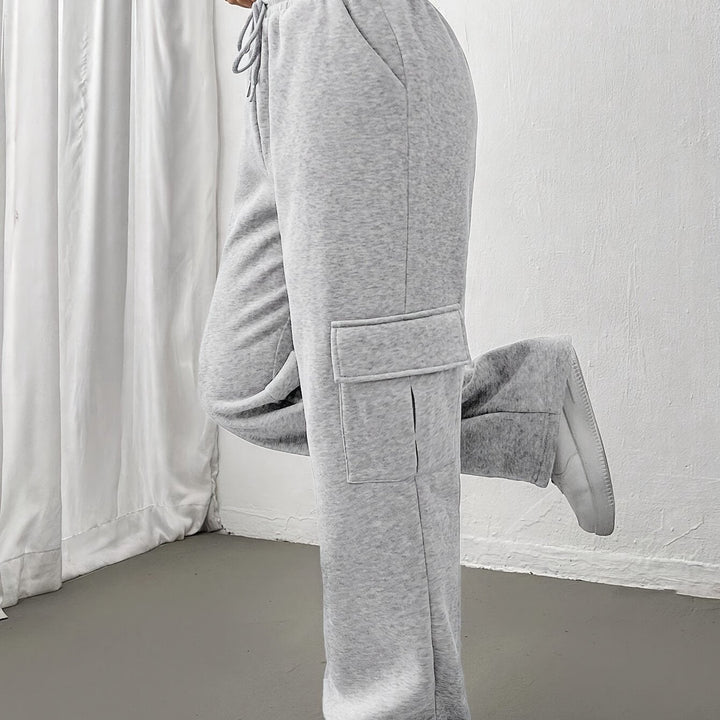 Sutton womens fleece cargo wide leg sweatpants