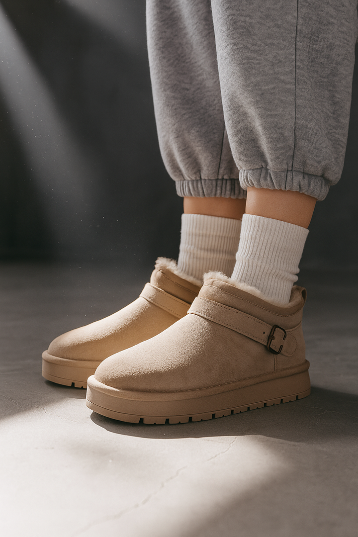 Peyton womens faux suede buckle ankle boots