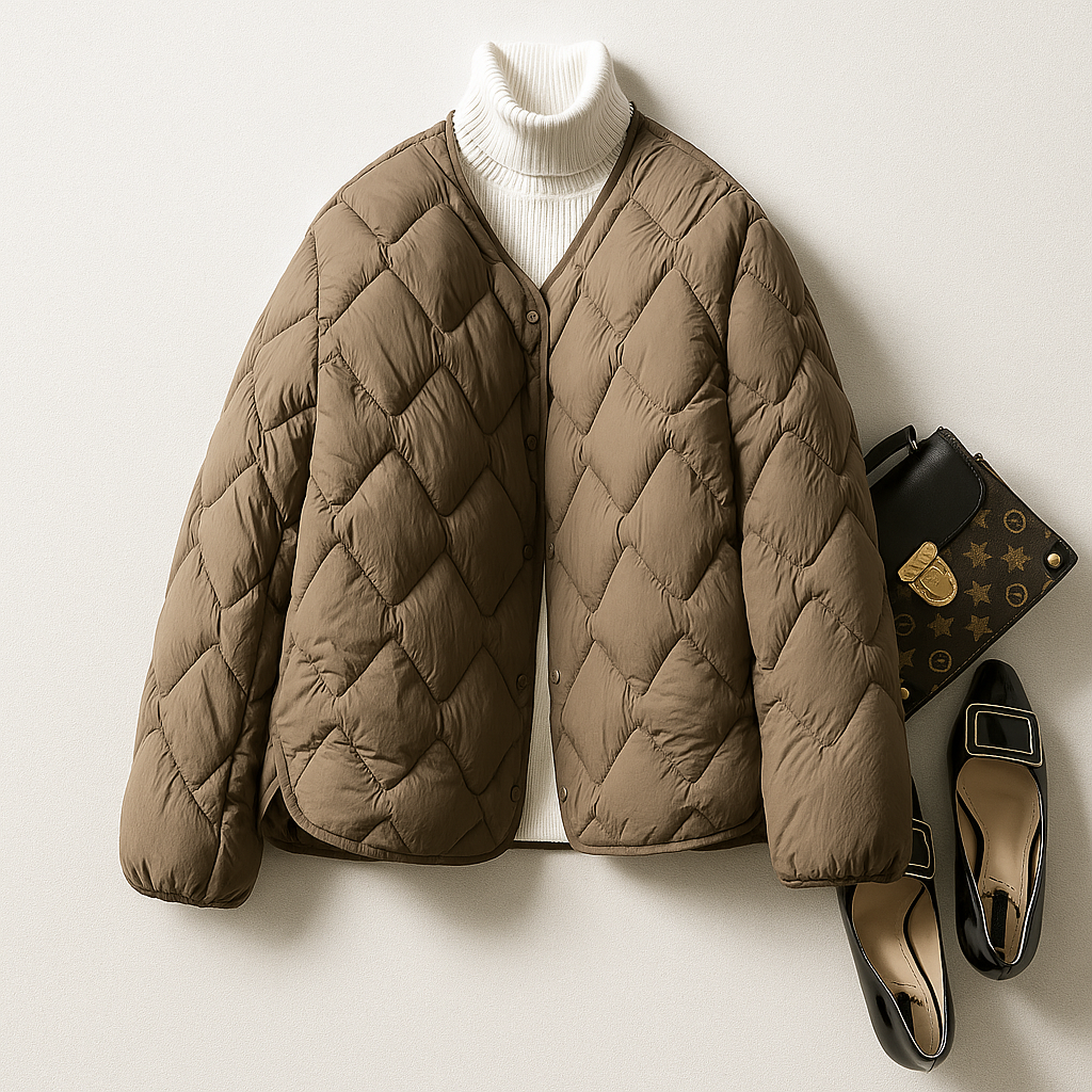 Womens quilted puffer jacket, view 1