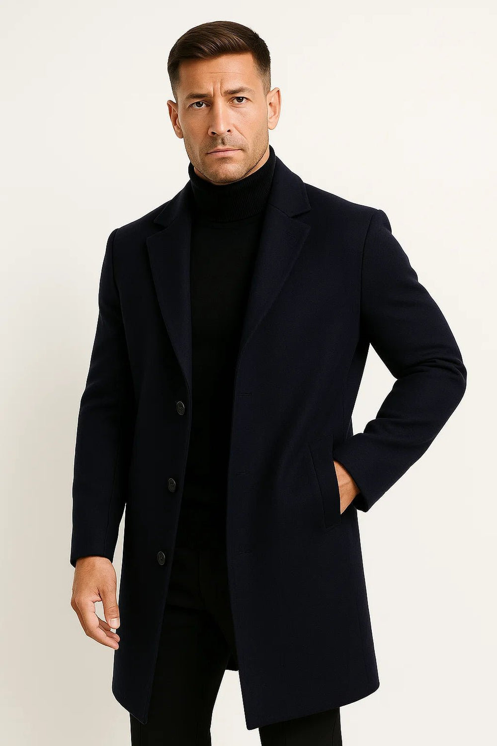 Chad | Mens Fitted Wool Blend Overcoat