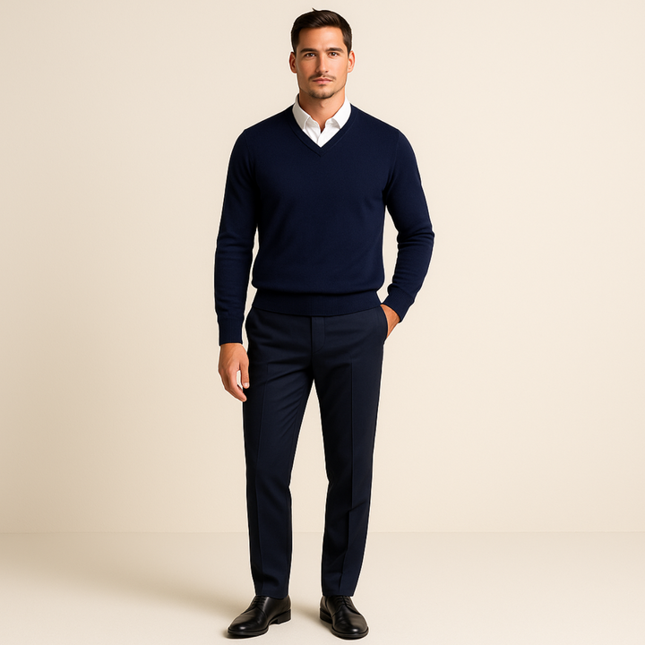 Caleb | Mens V-Neck Pullover Sweater Knit