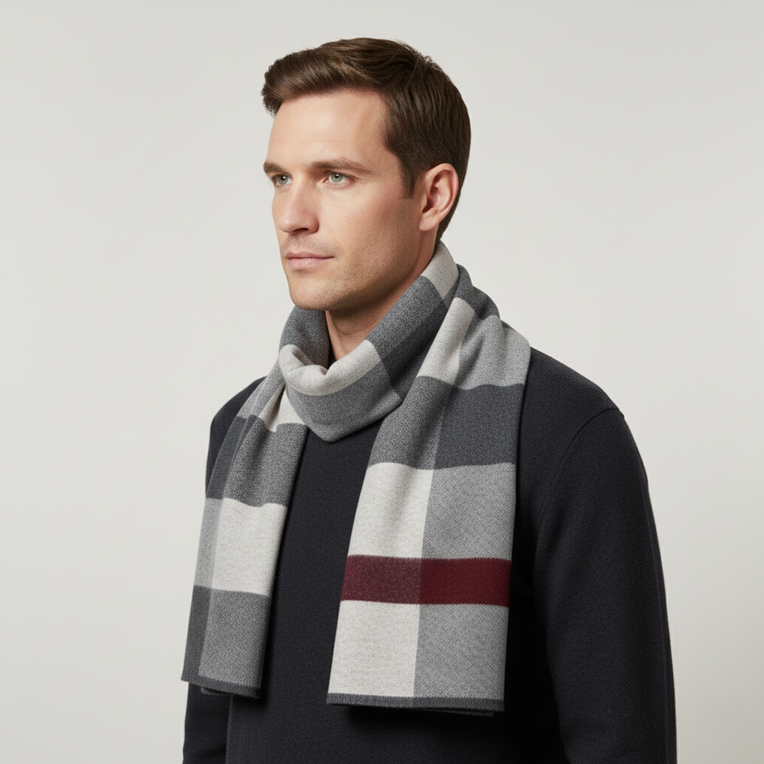 Jordan | Checked Scarf Rectangular Rolled Border