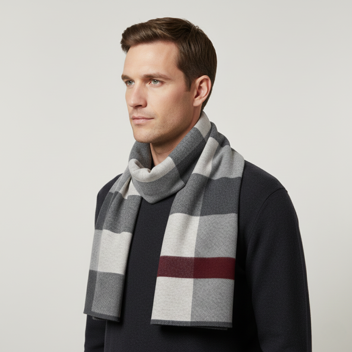 Jordan | Checked Scarf Rectangular Rolled Border