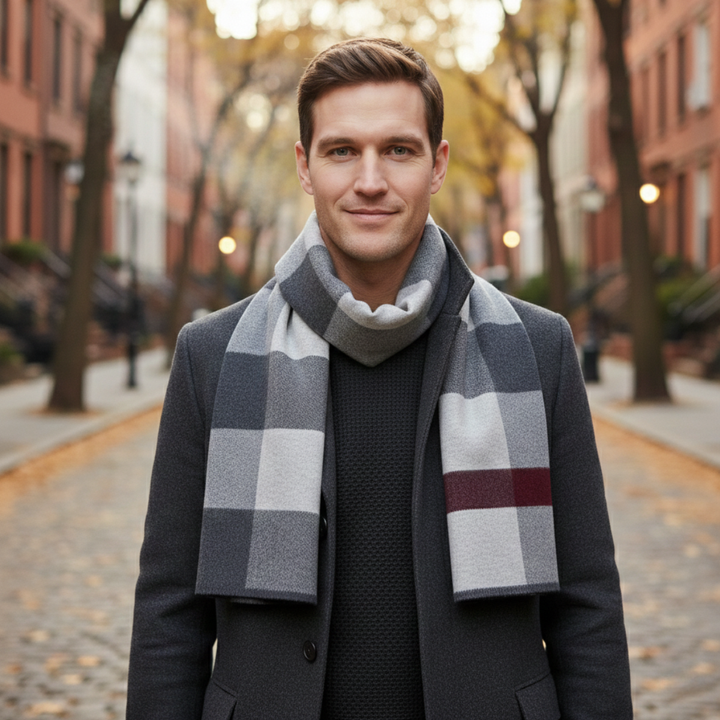 Jordan | Checked Scarf Rectangular Rolled Border