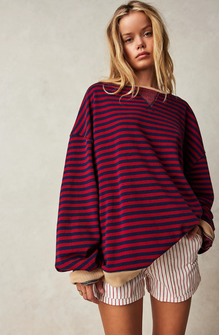 Womens oversized striped sweatshirt, view 11