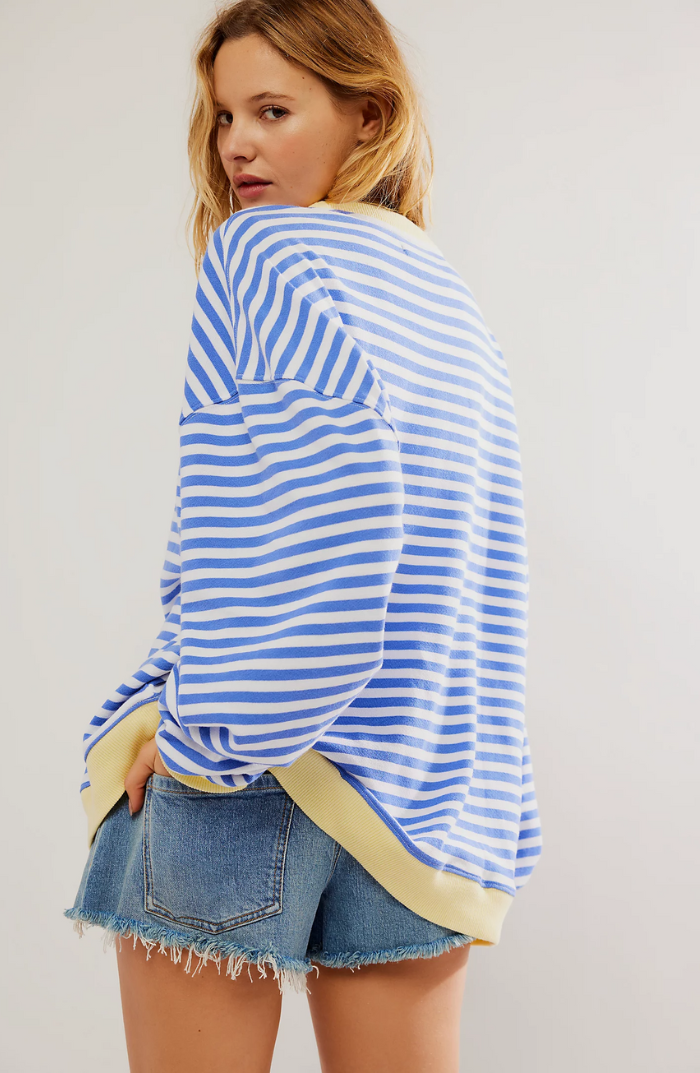 Womens oversized striped sweatshirt, view 5