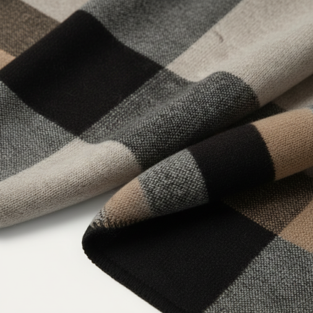 Jordan | Checked Scarf Rectangular Rolled Border