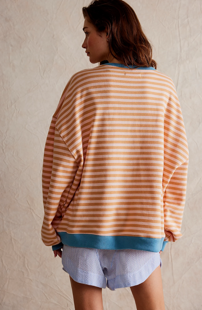 Womens oversized striped sweatshirt, view 4