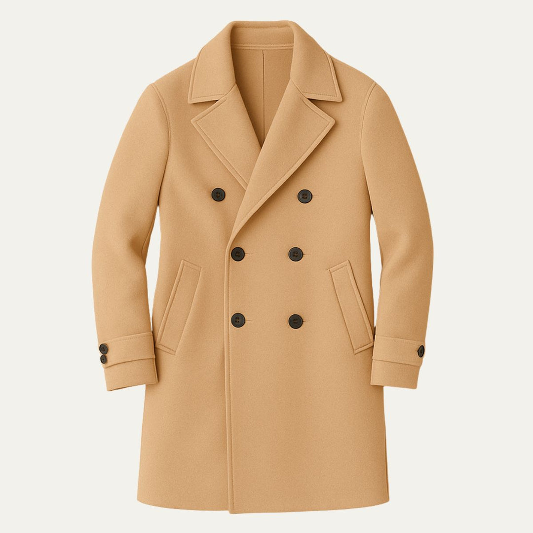 Glen | Mens Double-Breasted Wool Blend Overcoat