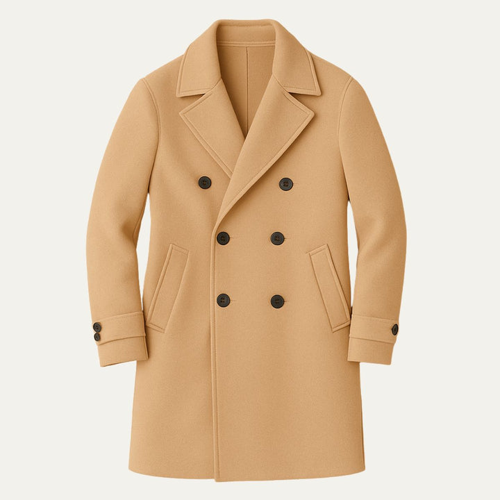 Glen | Mens Double-Breasted Wool Blend Overcoat