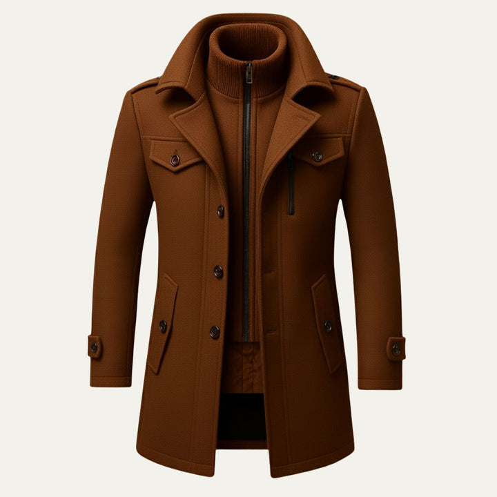 Frank | Mens Fitted Wool Blend Peacoat