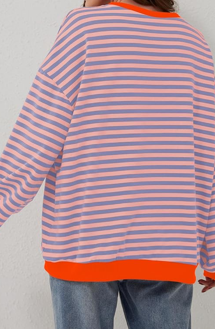 Womens oversized striped sweatshirt, view 6