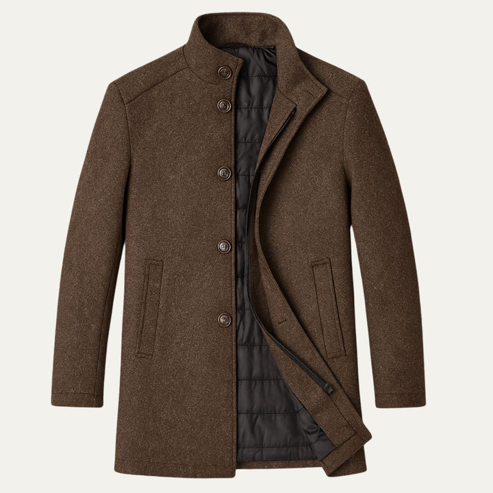 Oscar | Mens Wool Blend Overcoat Quilted Lined