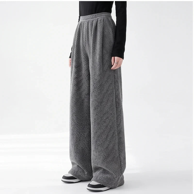Ruby | Womens Pull-On Herringbone Wide-Leg Pants