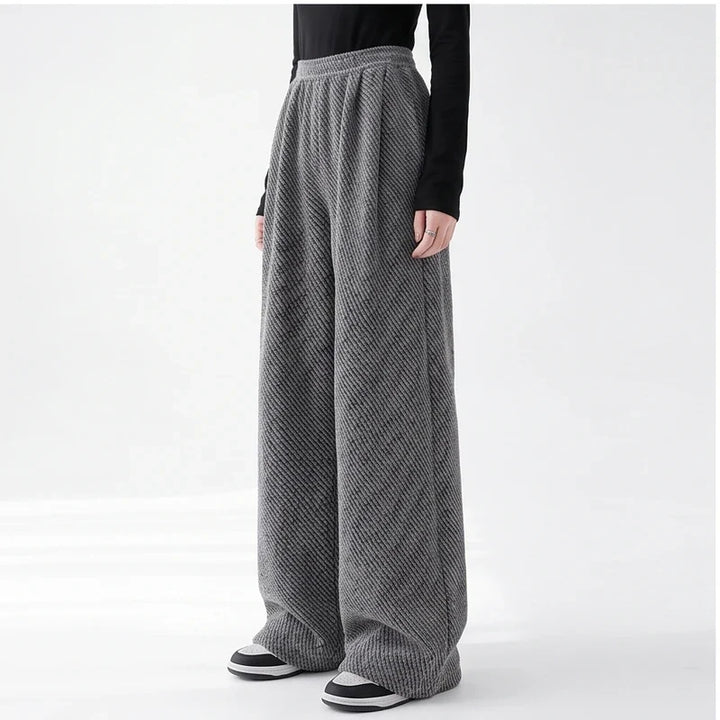 Ruby | Womens Pull-On Herringbone Wide-Leg Pants