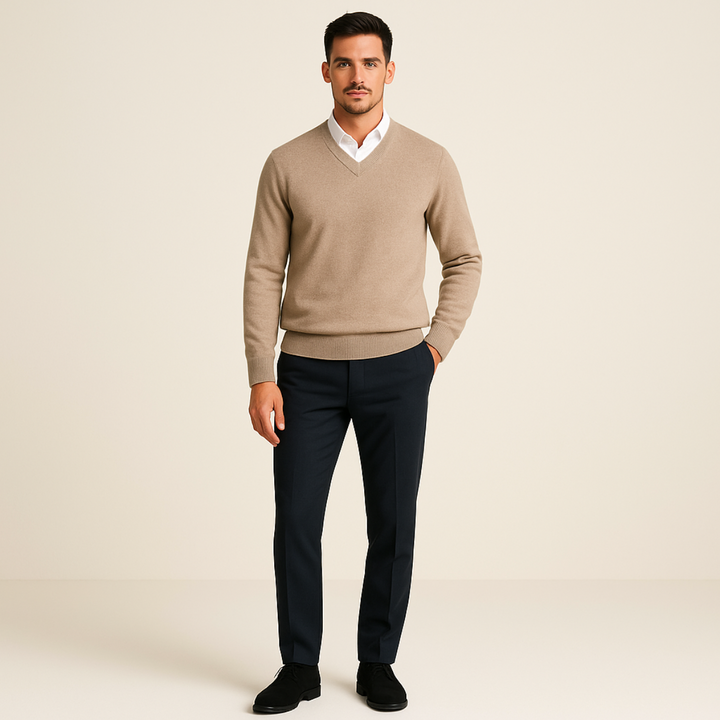 Caleb | Mens V-Neck Pullover Sweater Knit